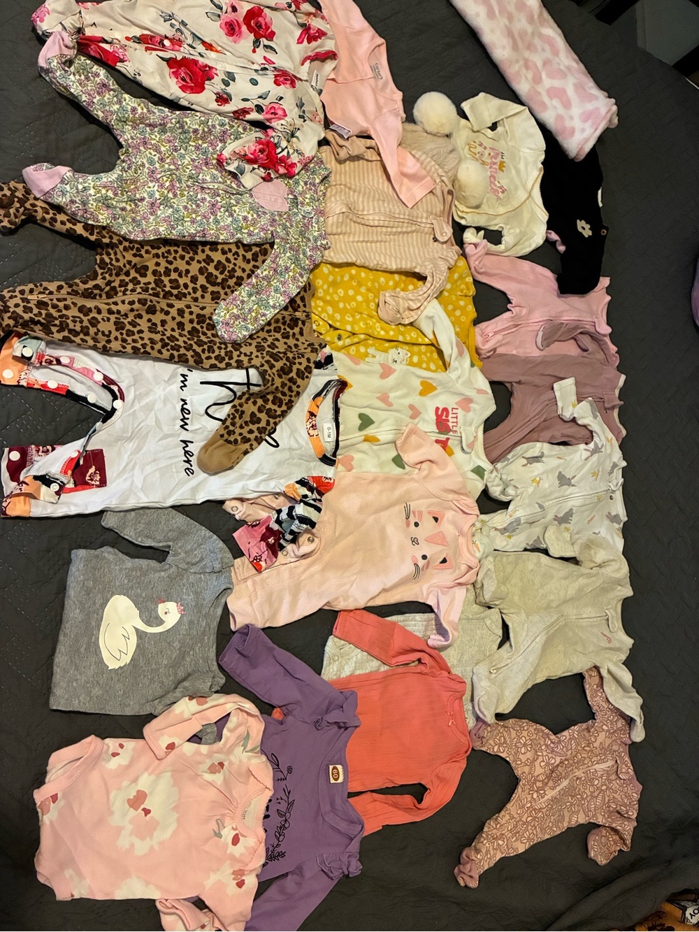 Mixed Baby Girl Bodysuits & Sleepers - Floral, Pink, Leopard, Yellow newborn
